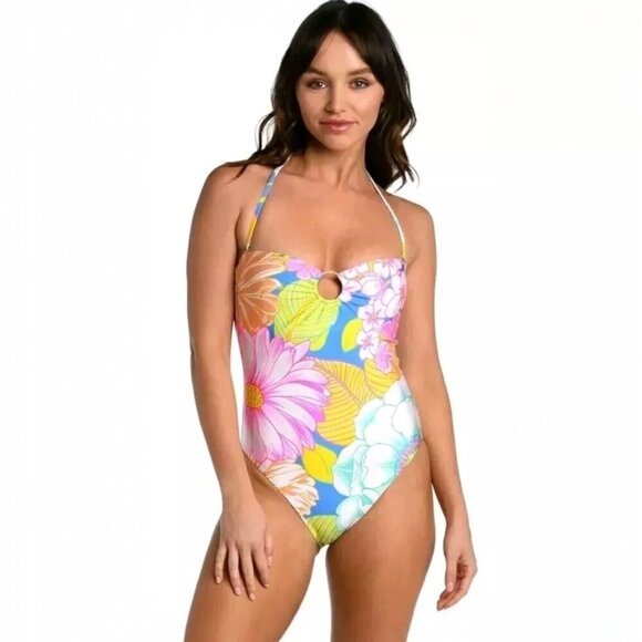 Sunshine 79 Mio Halter One Piece Swimsuit Size 10 Botanical Bliss Floral Beach - Picture 1 of 14